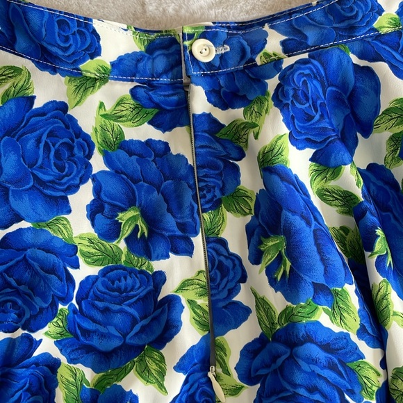 Mayson Grey Blue Floral Rose A-Line Skirt - Picture 4 of 5